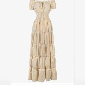 Elegant Cream Off-Shoulder Maxi Dress